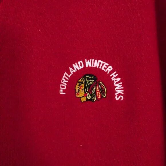 Vintage Fletcher Red Long Sleeve Winterhawks Sweater Sz Large - Picture 4 of 4
